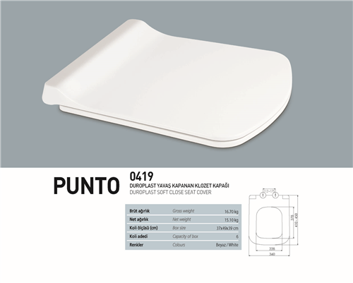 NKP PUNTO YAVAŞ KAPANAN KLOZET KAPAK (DUROPLAST)  (6pcs)